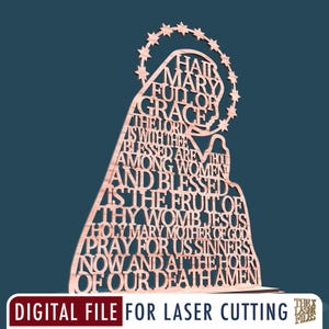 Zdrowaś Maryjo Dziewica Wersja Tradycyjna - Katolicki Plik Cięty Laserowo svg dxf pdf eps ai PLIK CYFROWY