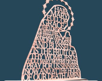 Virgin Mary SVG files for Laser Cutting – Hail Mary Prayer, Catholic Gift (Digital File)