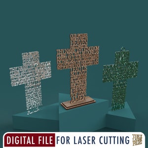KJV Lord&#39;s Prayer Lord&#39;s Prayer Our Father    King James Version Cross - Laser Cut File svg dxf pdf eps ai DIGITAL FILE