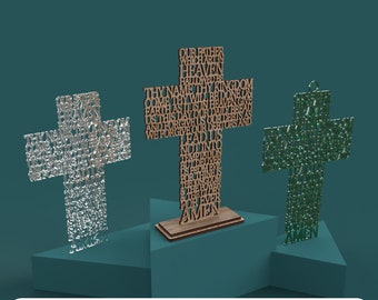 KJV Lord's Prayer Cross - Laser Cut File (Digital File)