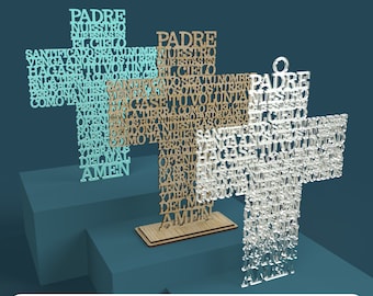Cruz Padre Nuestro (Spanish Lord's Prayer Our Father) - Laser Cut File svg dxf pdf eps ai DIGITAL FILE