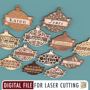 Laser Cut File Custom Christmas Ornaments - svg dxf pdf eps ai DIGITAL FILE