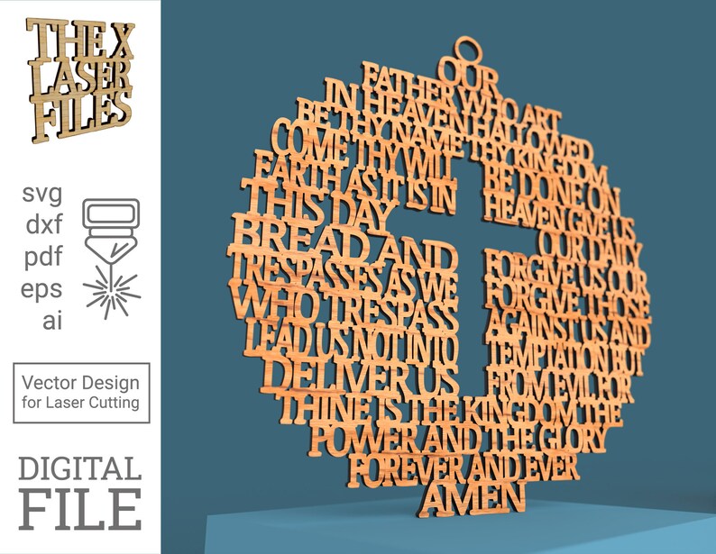 Protestant Lord's Prayer Circle With Cross Laser Cut | Etsy
