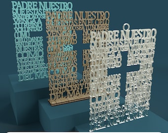 Padre Nuestro Spanish Prayer Cross, Laser Cut File (Digital File)