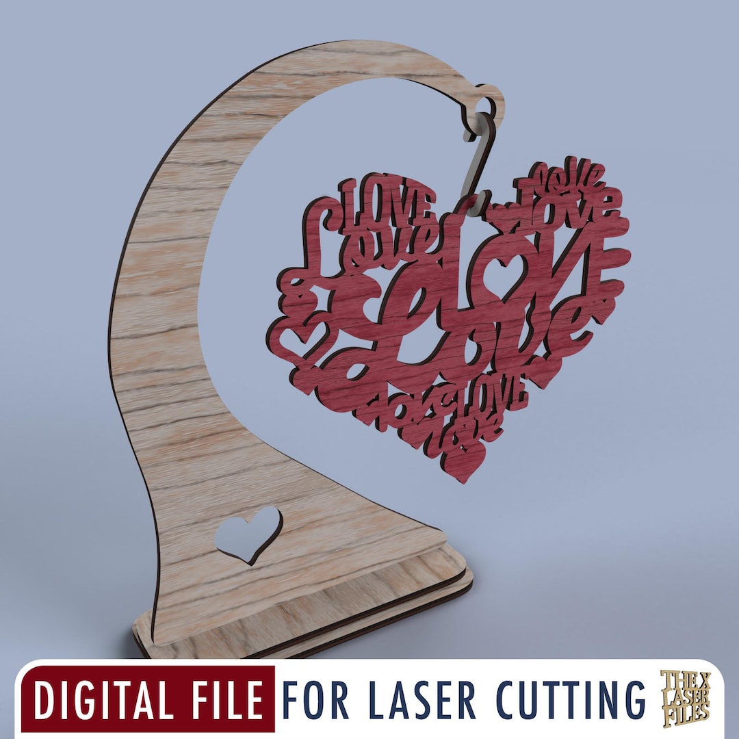 Love Valentine Heart - Laser Cut File Svg Dxf Pdf Eps Ai DIGITAL FILE ...