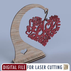 Love Valentine Heart - Laser Cut File svg dxf pdf eps ai DIGITAL FILE