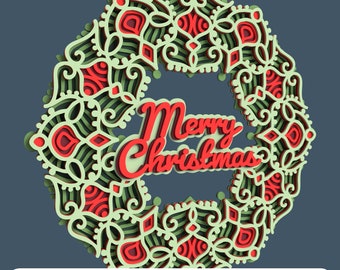 Christmas Wreath Laser Cut File, Mandala SVG (Digital File)