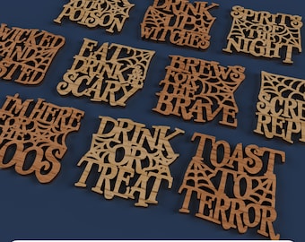 Halloween Drink Coasters - Laser Cut File svg dxf pdf eps DIGITAL FILE