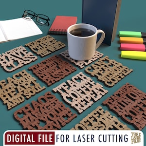 Sous-verres de professeur - fichier découpé au Laser svg dxf pdf eps ai fichier numérique