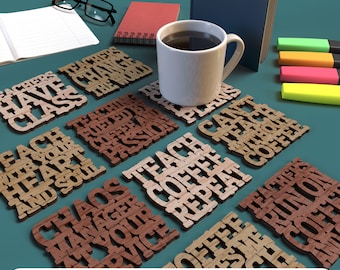 Teacher Coasters - Laser Cut File svg dxf pdf eps DIGITAL FILE