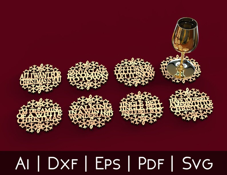 Christmas Songs Coasters and Tree Ornaments Laser Cut Vector Etsy