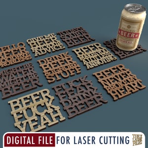 Sous-bocks de bière F*ck Yeah - fichier découpé au Laser svg dxf pdf eps ai fichier numérique