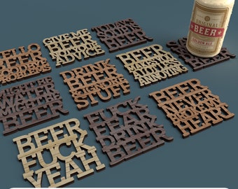 Funny Beer Quote Coasters - Laser Cut Files SVG DXF PDF (Digital File)