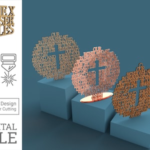 Protestant Lord's Prayer Cross Circle - SVG files for Laser Cutting (Digital File)