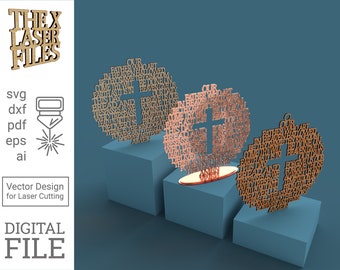 Protestant Lord's Prayer Cross Circle - Laser Cut File (Digital File)
