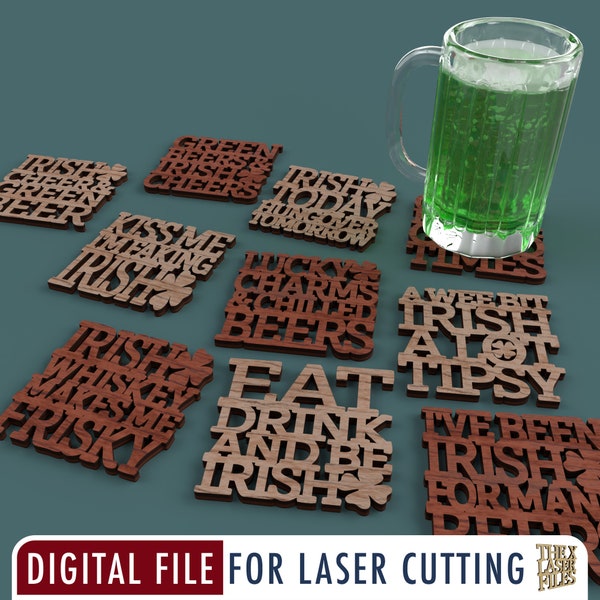 St Patrick's Day Coasters - Laser Cut File svg dxf pdf eps DIGITAL FILE