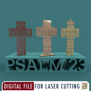 Psalm 23 KJV The Lord is my Shepherd Cross King James Version - Laser Cut File svg dxf pdf eps ai DIGITAL FILE