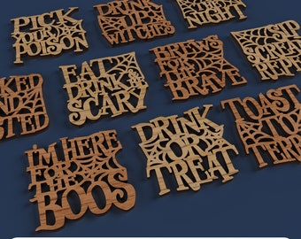 Laser Cut File Halloween Drink Coasters - svg dxf pdf eps DIGITAL FILE