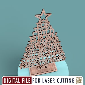 Christian Christmas Tree &quot;For to us a child is born&quot; Isaiah 9:6 - Laser Cut File svg dxf pdf eps ai DIGITAL FILE
