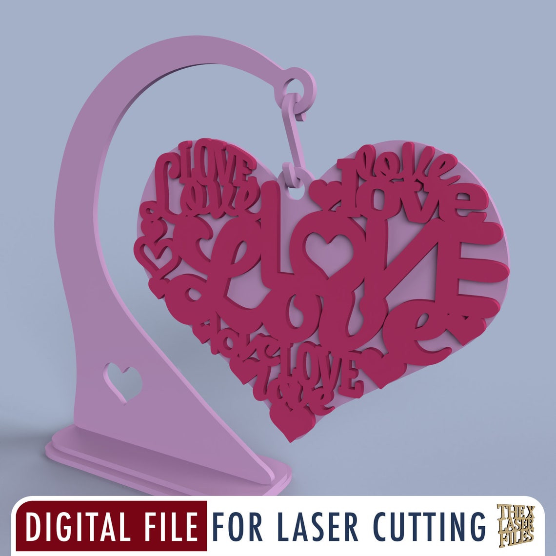 Love Valentine Heart - Laser Cut File Svg Dxf Pdf Eps Ai DIGITAL FILE ...