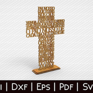 Cruz Pai Nosso (Portugees Onze Vader Onze Vader) - Lasergesneden bestand svg dxf pdf eps ai digitaal bestand
