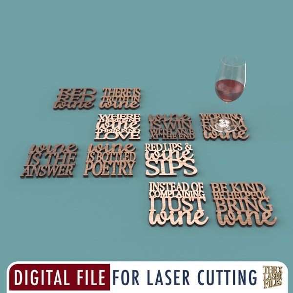 Wine Coasters - Laser Cut File svg dxf pdf eps ai DIGITAL FILE