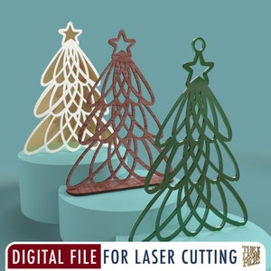 Christmas Tree Laser Cut File Doodle Style svg dxf pdf eps ai DIGITAL FILE