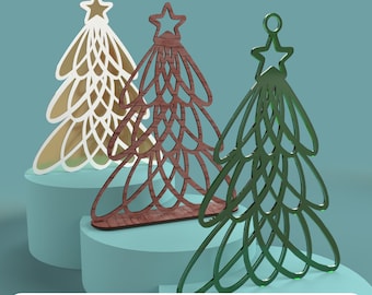 Christmas Tree Laser Cut File Doodle Style svg dxf pdf eps DIGITAL FILE