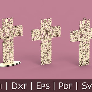 "Cruz Ave María (Ave Maria Kreuz auf Spanisch) - katholische Laser Cut Datei svg dxf pdf eps ai DIGITALDATEI