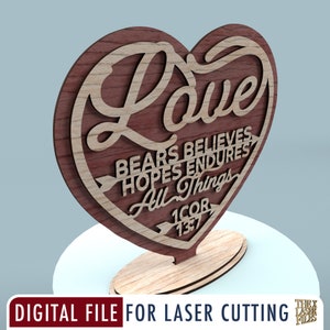 1. Korinther 13,7 Liebesherz, christliche SVG-Dateien für Laserschneiden (svg dxf pdf eps)