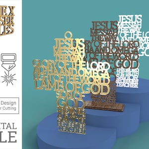Jesus Namen Kreuz - Laser Cut Datei svg dxf pdf eps ai DIGITALE DATEI