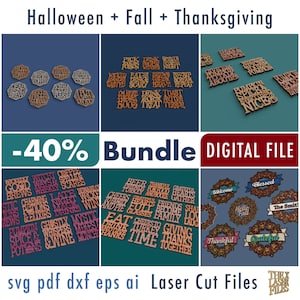 Halloween Fall and Thanksgiving Laser Cut Files Bundle svg dxf pdf eps ai DIGITAL FILE
