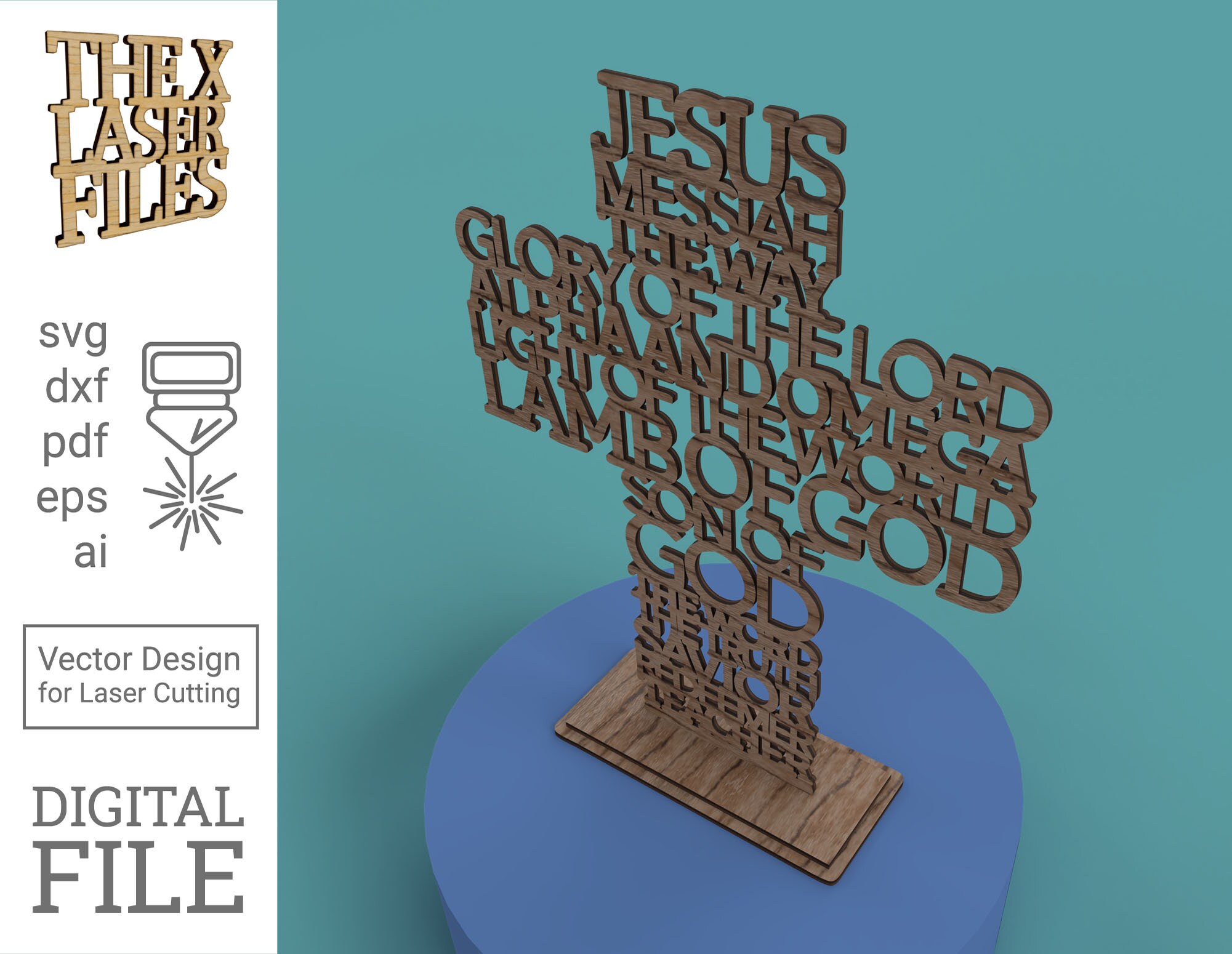 Jesus Names Cross - Laser Cut File Svg Dxf Pdf Eps DIGITAL FILE - Etsy