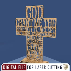 Cruz de oración de serenidad Archivo cortado con láser svg dxf pdf eps ai ARCHIVO DIGITAL