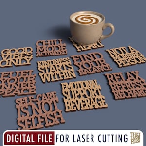 Zelfzorg Coasters - Lasergesneden bestanden svg dxf pdf eps ai digitaal bestand