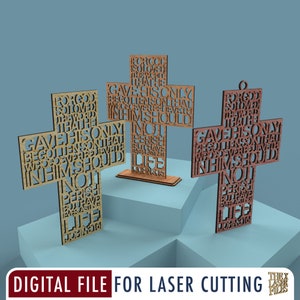 Jan 3:16 Albowiem tak Bóg umiłował świat Krzyż - Plik cięty laserowo svg dxf pdf eps ai PLIK CYFROWY