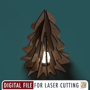 Laser Cut File 3D Christmas Tree Table Lamp - svg dxf pdf eps ai DIGITAL FILE