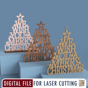 Merry Christmas Tree - lasergesneden bestand svg dxf pdf eps ai digitaal bestand