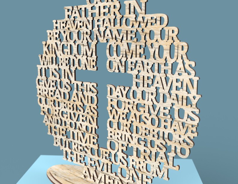 Download Lord's Prayer Our Father Circle with Cross Laser Cut | Etsy