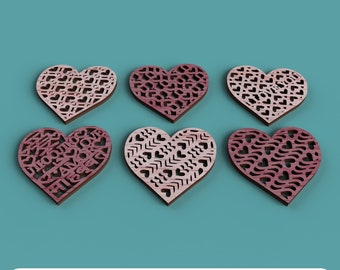 Love Heart Coasters - Laser Cut File svg dxf pdf eps ai DIGITAL FILE