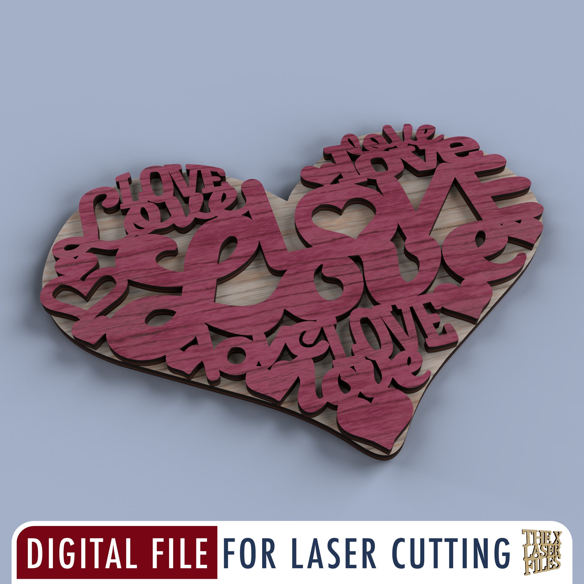 Love Valentine Heart - Laser Cut File Svg Dxf Pdf Eps Ai DIGITAL FILE ...