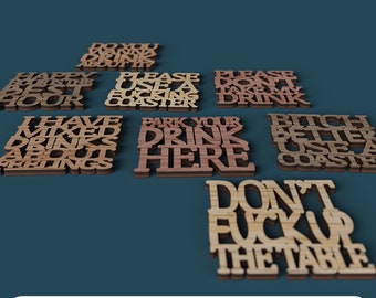 Funny Quote Coasters Laser Cut Files – Svg, Pdf, Eps, Dxf (Digital File)