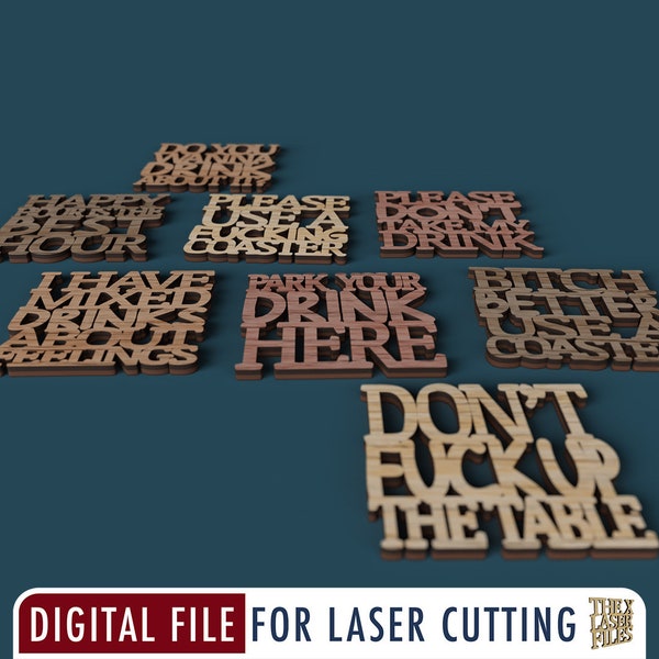 Don't f**k up the table coasters - Laser Cut File svg dxf pdf eps ai DIGITAL FILE