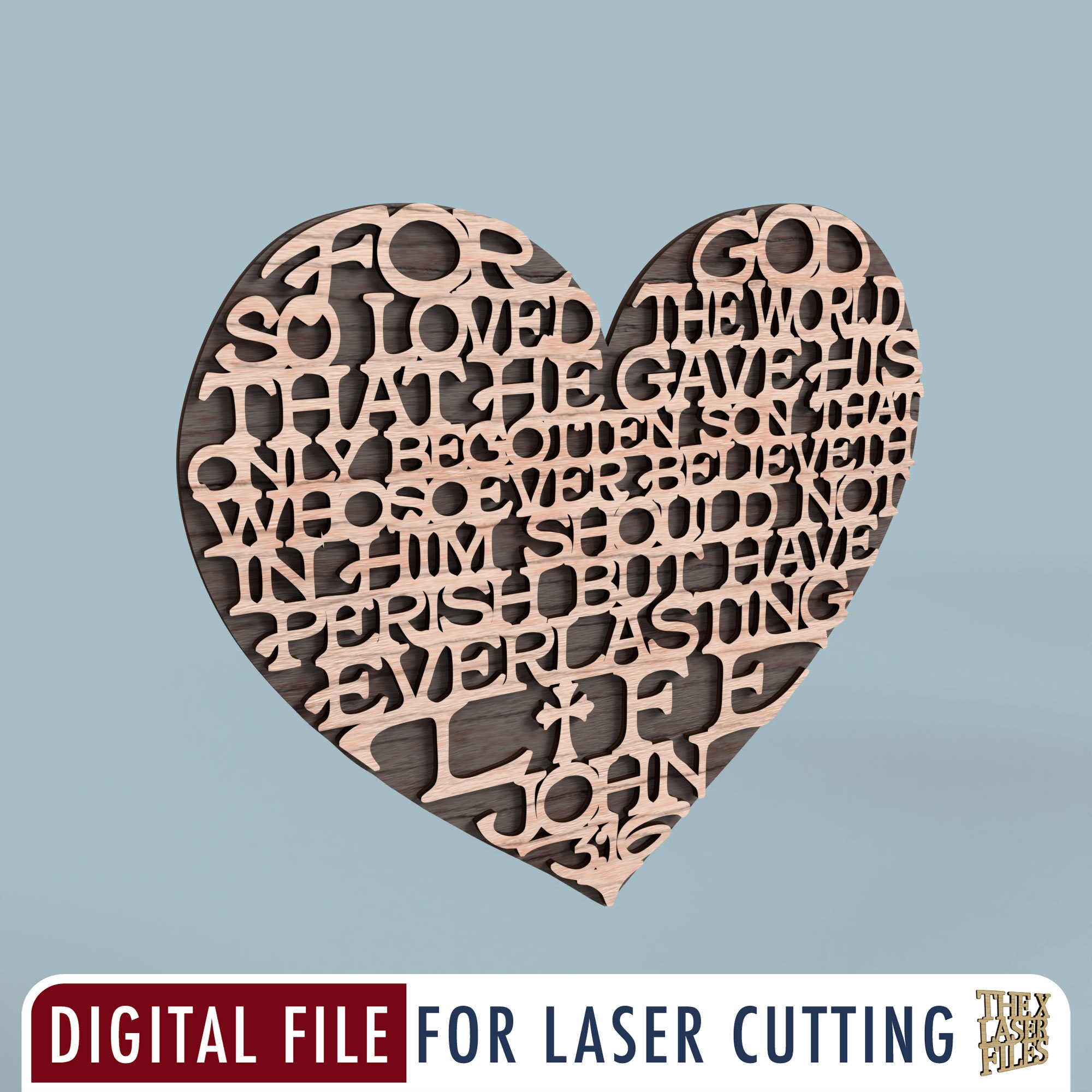 John 3:16 Heart Laser Cut File Svg Dxf Pdf Eps DIGITAL FILE - Etsy