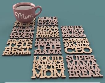 Mother's Day Coasters - SVG files for Laser Cutting svg dxf pdf eps DIGITAL FILE