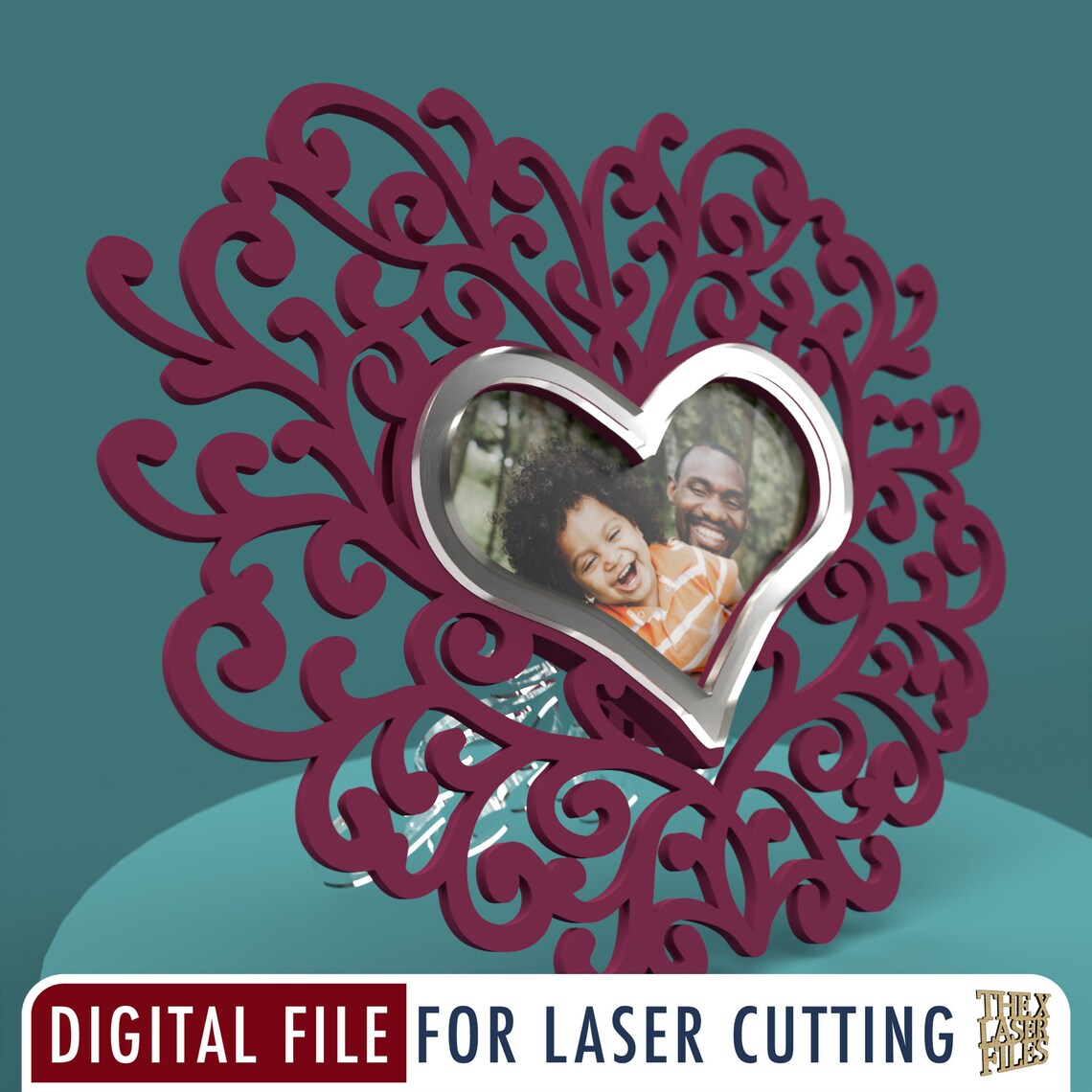 Laser Cut File Valentine's Heart Photo Frame - Svg Dxf Pdf Eps Ai ...