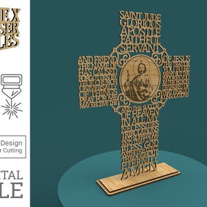 St Jude Bild Kreuz - Laser geschnitten und graviert Datei svg dxf pdf eps ai DIGITAL DATEI