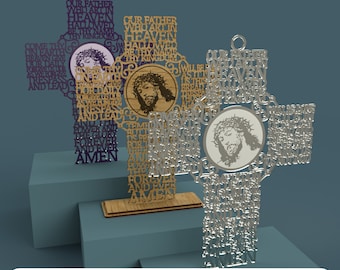 Catholic Lord's Prayer Cross - Laser Cut File (Digital File)