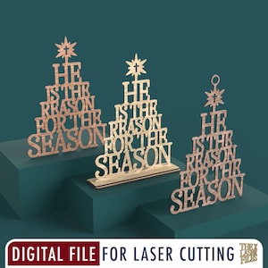 Laser Cut File Christian Christmas Tree - svg dxf pdf eps ai DIGITAL FILE