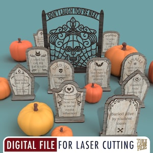 Grappige begraafplaats Halloween graven en poorten - Lasergesneden bestand svg dxf pdf eps ai digitaal bestand